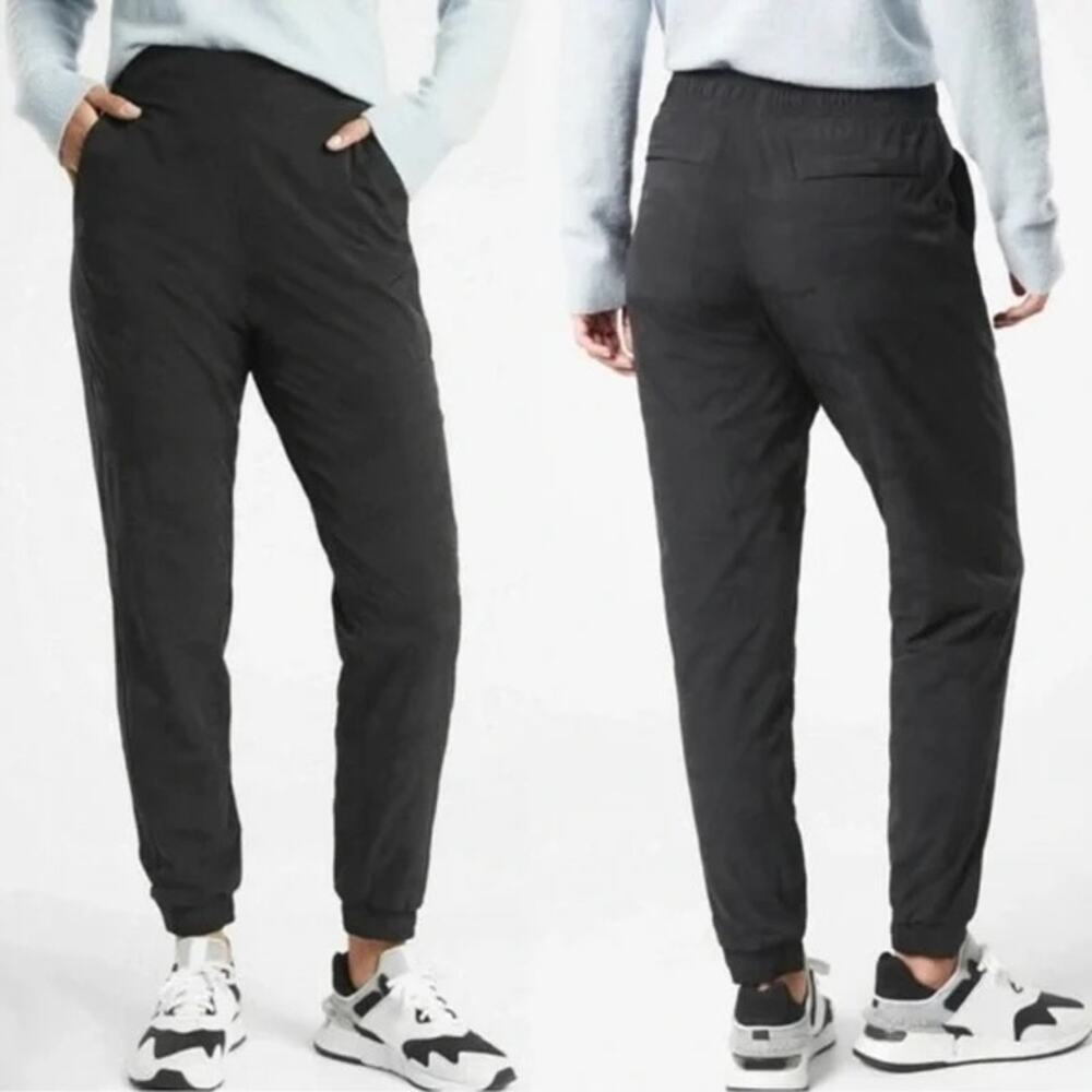 Athleta Brooklyn Camo Textured lined Jogger pants black 4